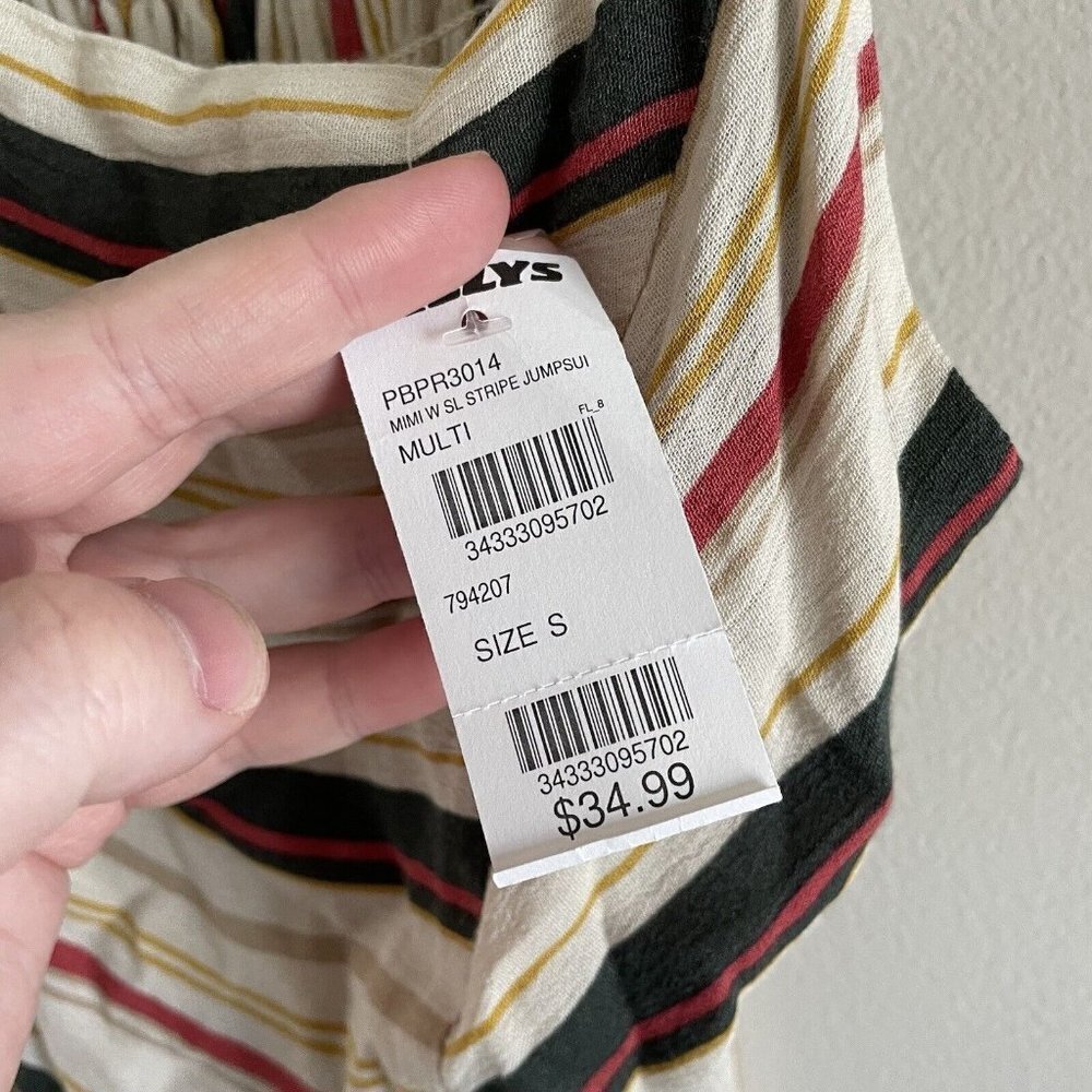 Tilly’s Mimi Chica Women SZ S Off White Striped Strappy Sleeveless Jumpsuit NWT - Picture 9 of 10